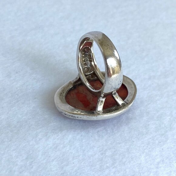 BARSE Sterling Silver 925 Thai Large 1.22" Oval Red Sponge Coral Ring Sz 6.75 - Picture 11 of 16